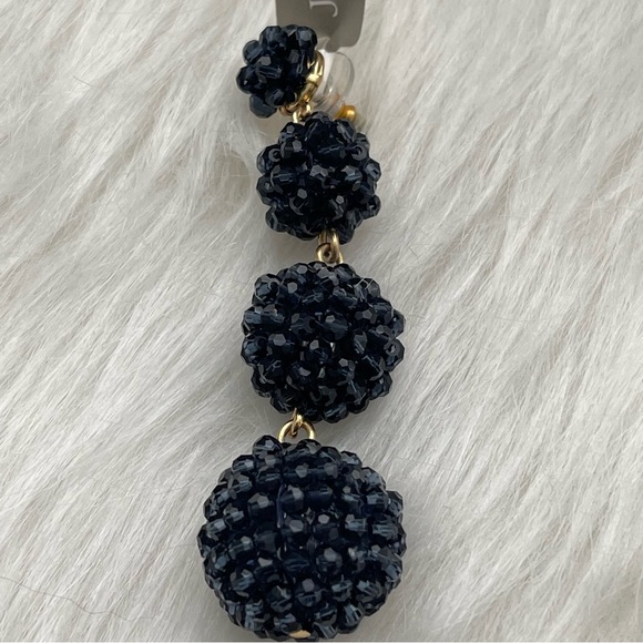 J. Crew Pave Resin Earrings Navy Blue - New - Picture 4 of 6